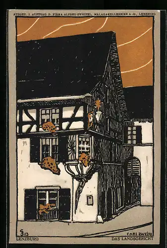 Künstler-AK sign. Carl Zweifel: Lenzburg, Das Landsgericht