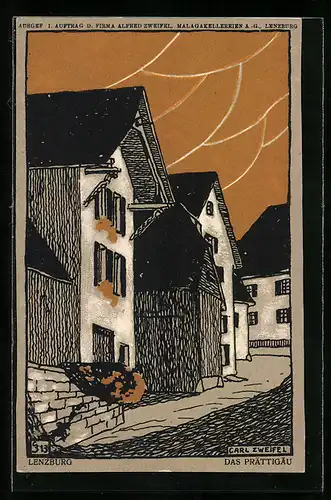 Künstler-AK sign. Carl Zweifel: Lenzburg, Das Prättigau