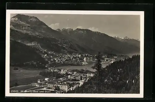 AK St. Moritz, Ansicht Bad und Dorf