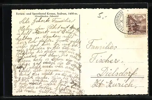 AK Sedrun, Teilansicht mit Kirche