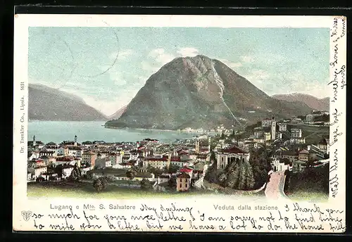 AK Lugano, Panorama e Mte. S. Salvatore, Veduta dalla stazione