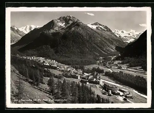 AK Pontresina, Teilansicht mit Piz Palü und Roseggletscher