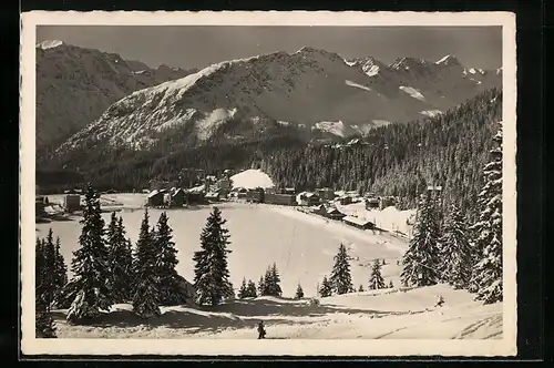 AK Arosa, Bahnhof im Schnee