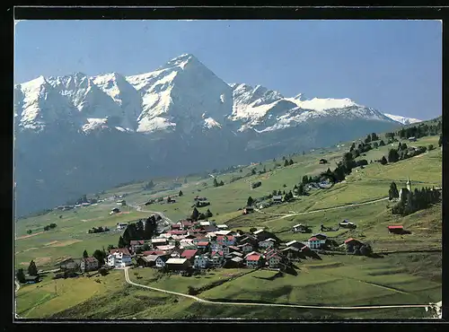AK Flerden, Gesamtansicht mit Piz Beverin, Luftbild