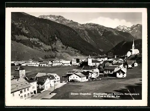 AK Zernez, Eingangstor zum Schweiz. Nationalpark, Piz Fles u. Piz del Ras