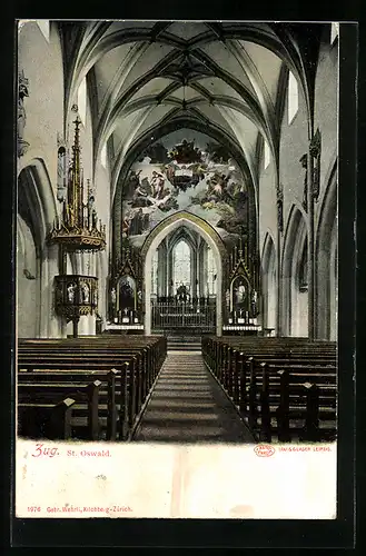 AK Zug, Inneres der Kirche St. Oswald