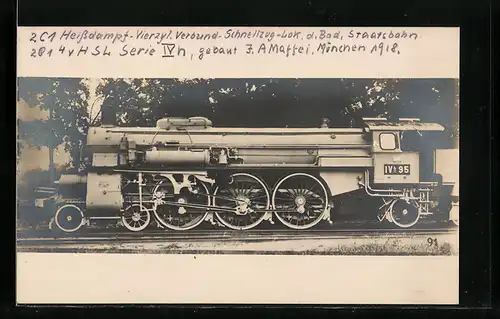 AK Heissdampf-Vierzyl. Verbund-Schnellzuglokomotive der Bad. Staatsbahn