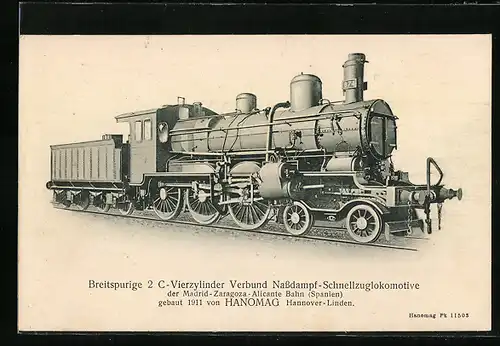 AK Schnellzuglokomotive der Madrid-Zaragoza-Alicante Bahn, No. 874