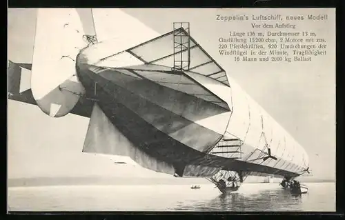 AK Neues Modell des Zeppelins vor dem Aufstieg