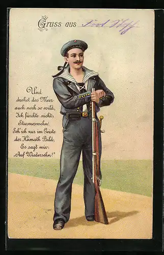 AK Matrose in Uniform mit Gewehr