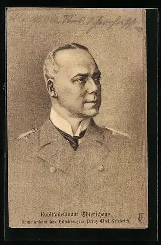 AK Portrait von Kapitänleutnant Thierichens, Kommandant des Hilfskreuzers Prinz Eitel Friedrich