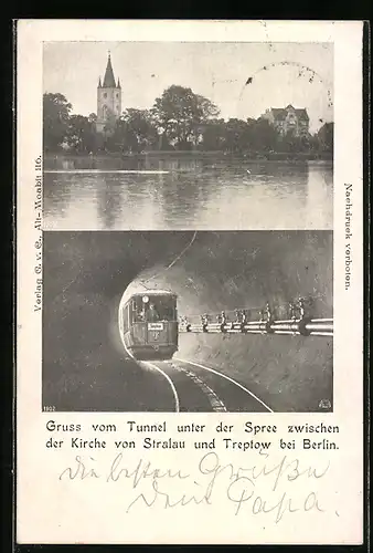 AK Stralau, Ortsansicht, Tunnel unter Spree zw. Stralau u. Treptow b. Berlin