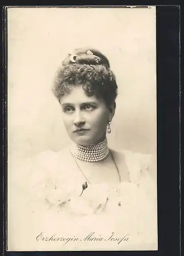AK Erzherzogin Maria Josefa von Österreich mit Perlenkette