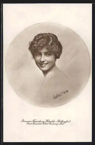 AK Prinzessin Franziska zu Hohenlohe-Schillingsfürst, Braut Seiner k.k. Hoheit Erzherzog Max von Österreich