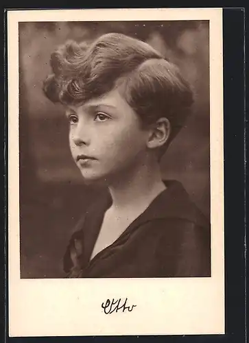 AK Kronprinz Otto von Österreich als Jugendlicher mit Haartolle