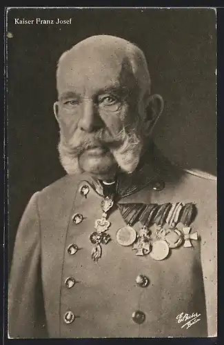 AK Kaiser Franz Josef I. von Österreich mit seinen Orden
