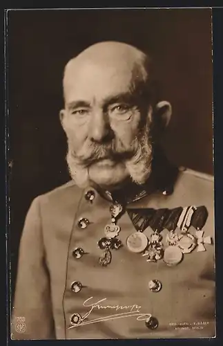 AK Brustportrait Kaiser Franz Josef I. mit Orden