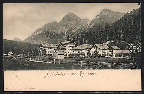 AK Schluderbach, Ortsansicht mit Rothwand