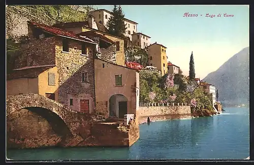 AK Nesso, Lago di Como, Ortspartie bei Tag