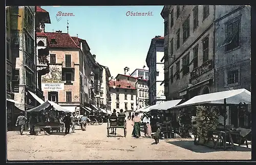 AK Bozen, Blick auf den Obstmarkt