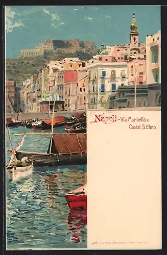 Lithographie Napoli, Via Marinella e Castel S. Elmo