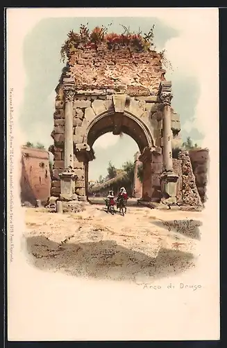 Lithographie Rom, Triumphbogen des Drugus
