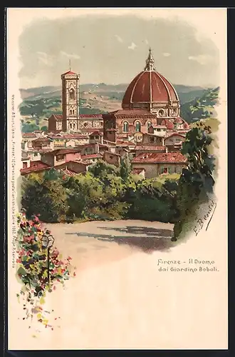 Künstler-AK Firenze, Il Duomo dal Giardino Boboli