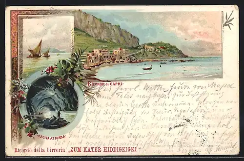 Lithographie Capri, Grotta Azzurra, Panorama