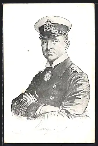 AK Kapitänleutnant Weddigen, Kommandant des U-Bootes U 9, Halbportrait in Uniform