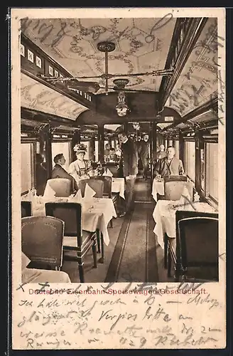 AK Inneres eines Speisewagens der Deutschen Eisenbahn-Speisewagen-Gesellschaft