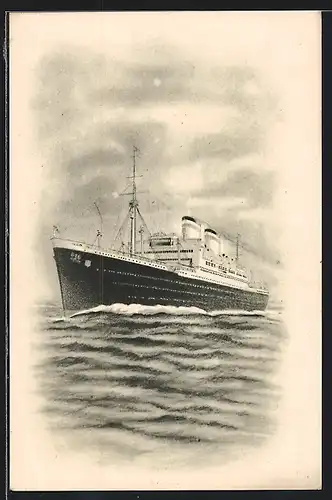 Künstler-AK Schnelldampfer Hamburg in voller Fahrt