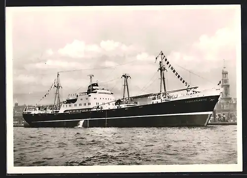 AK Handelsschiff Transatlantic der Poseidon Linien verlässt den Hamburger Hafen