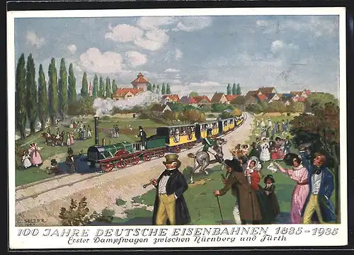 AK Berlin, Ausstellung Deutschland, die erste deutsche Eisenbahn