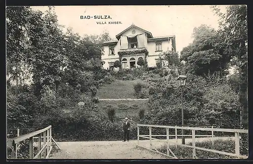 AK Bad Sulza, Gartenseite unter der Villa Kaiser