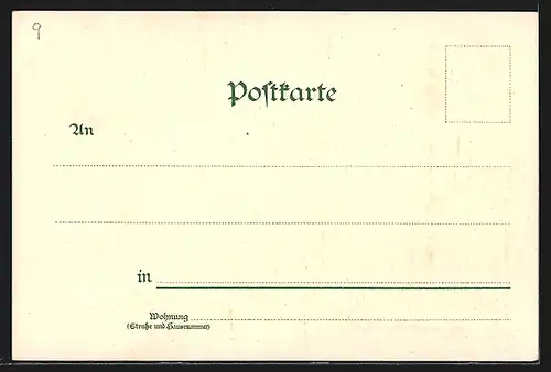 Lithographie Köln, Wallrafsplatz mit Passanten bei Beleuchtung