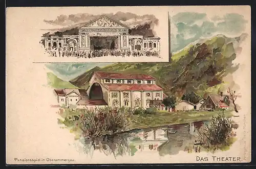 Lithographie Oberammergau, Theater