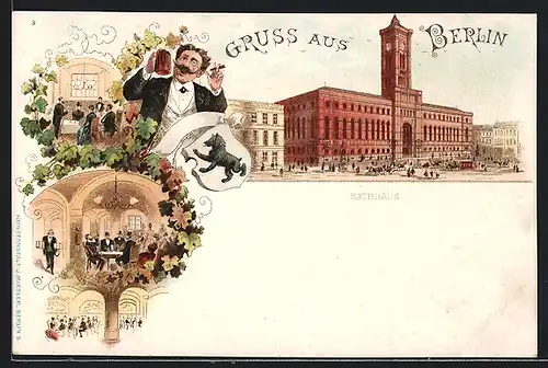 Lithographie Berlin, Königstrasse, Rathaus