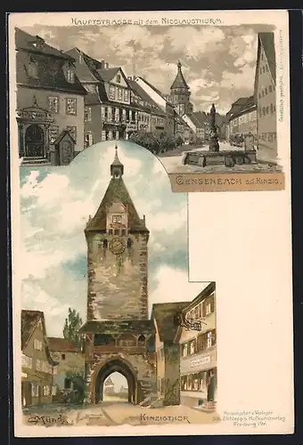 Künstler-AK Carl Münch: Gengenbach, Kinzigtor, Hauptstrasse mit dem Nicolausturm