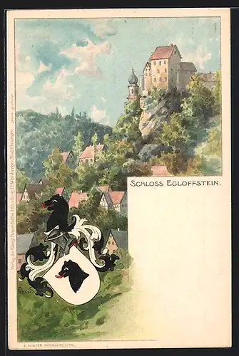 Lithographie Egloffstein, Blick auf das Schloss