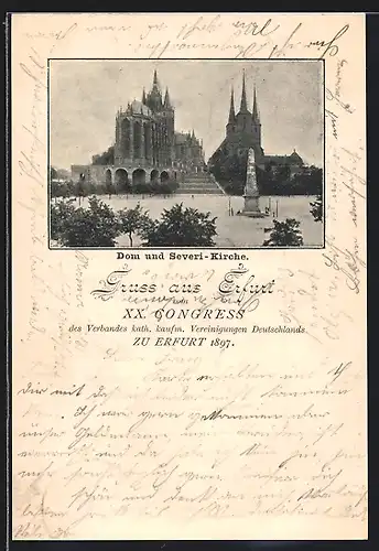 AK Erfurt, XX. Congress des Verbandes kath. kaufm. Vereinigungen Deutschlands 1897, Dom und Severi-Kirche