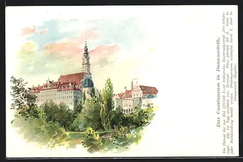 Lithographie Donauwörth, Blick zur Kirche