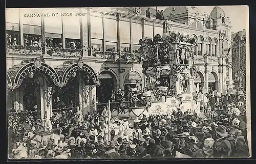 AK Nice, Carnaval 1906, Umzugswagen zu Fasching