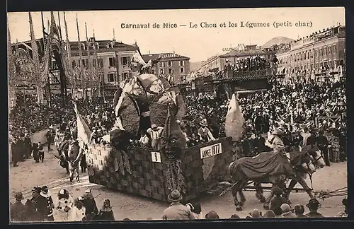 AK Nice, Carnaval, le Chou et les Légumes, Umzugswagen Nr. 9 mit Gemüse, Fasching