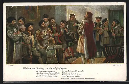Künstler-AK Walther von Stolzing vor den Meistersingern von Richard Wagner