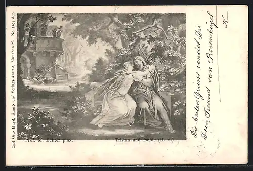 Künstler-AK Bayreuth, Szene aus Tristan und Isolde, II. 2