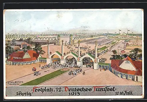 AK Leipzig, Turnfest 1913, Festplatz aus der Vogelschau