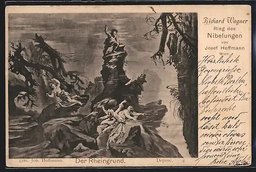 Künstler-AK Wien, Richard Wagner, Ring des Nibelungen, Der Rheingrund