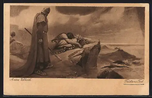 AK Szene von Tristans Tod aus der Sage Tristan und Isolde