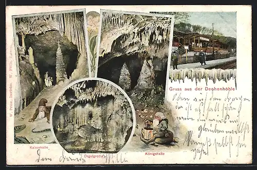 AK Dechenhöhle, Bahnhof, Orgelgrotte, Königshalle, Zwerg