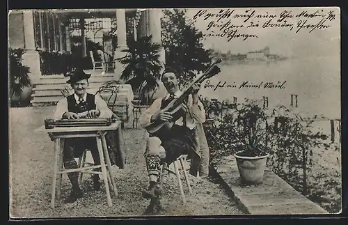 AK Tegernsee, Schmitt und Wecker vom Original Tegernseer Bauerntheater, Musik und Gesangs-Duettisten